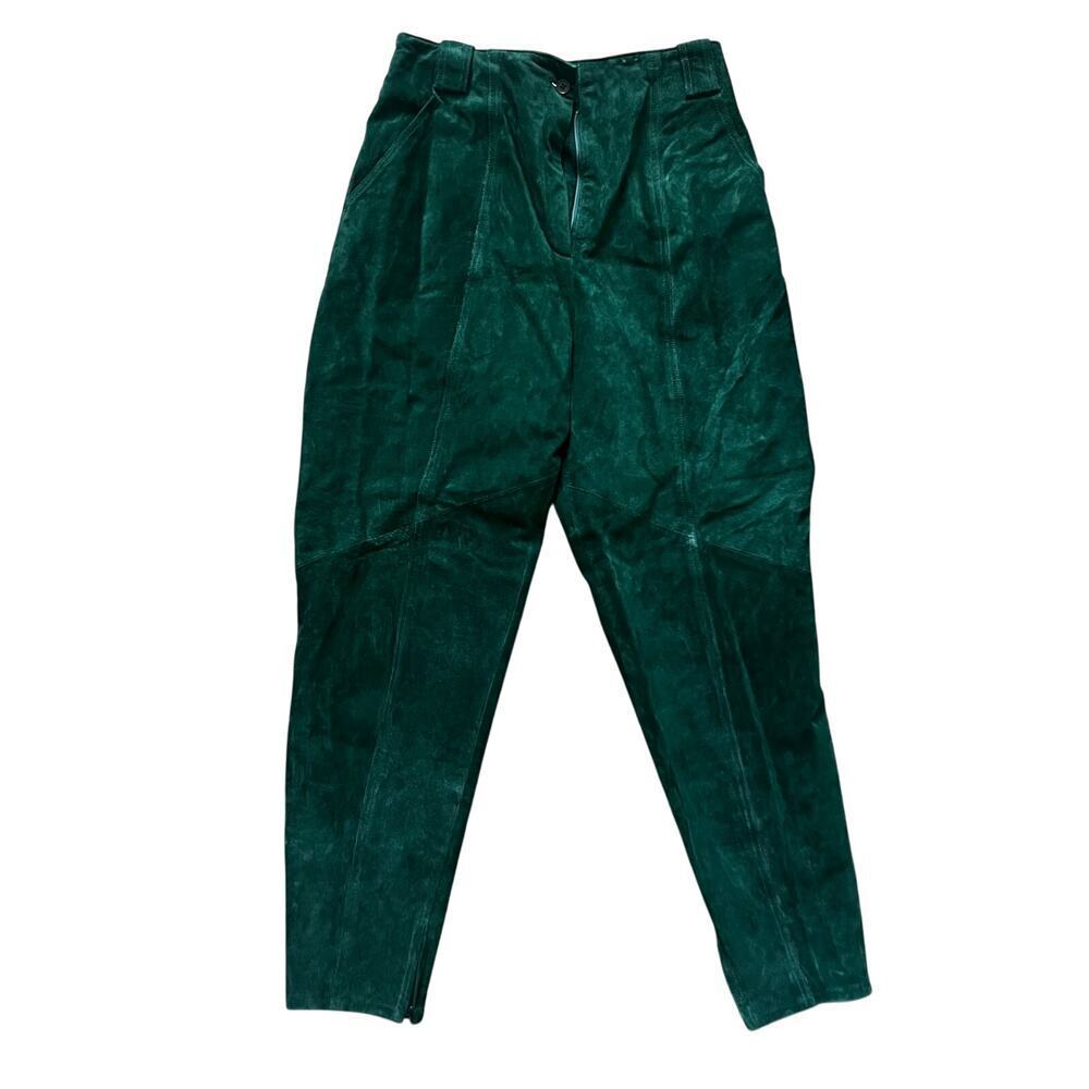 Pía Rucci Women’s Vintage 100% Leather Taper‎ Pants Green Size 10 90s Y2K